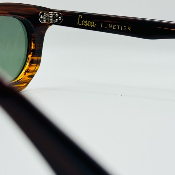 Lesca Tortoiseshell Green Lens Men’s Sunglasses - Picture 7 of 10